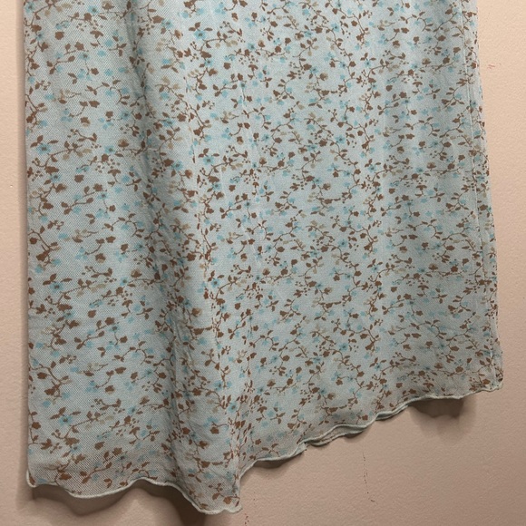 Vintage Y2K Guess Jeans Ruffle Light Blue Floral Print Midi Dress Size Small/6 - Picture 7 of 11